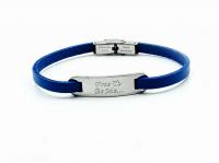 Inspirational Bracelet - Steel Blue Leather & Steel Customised.