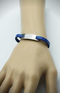 Inspirational Bracelet - Steel Blue Leather & Steel Customised.