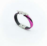 Feather Leather Bracelet - Hair On Fuchsia Zebra Design