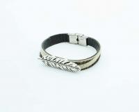 Feather Leather Bracelet - Hair On Zebra Design