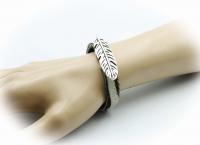 Feather Leather Bracelet - Hair On Zebra Design