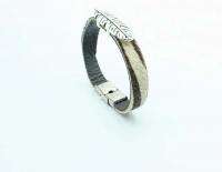 Feather Leather Bracelet - Hair On Zebra Design