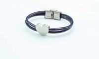 Neon Violet Leather Heart Bracelet