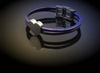 Neon Violet Leather Heart Bracelet