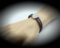 Neon Violet Leather Heart Bracelet