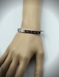 Silver Stainless Steel Cuff Bangle With Your Chosen EWE Mantra