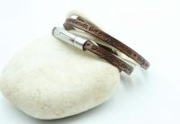 Wrap Around Double Layer Coffee & Cream Leather Inspirational Bracelet