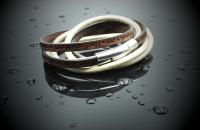 Wrap Around Double Layer Coffee & Cream Leather Inspirational Bracelet