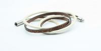 Wrap Around Double Layer Coffee & Cream Leather Inspirational Bracelet