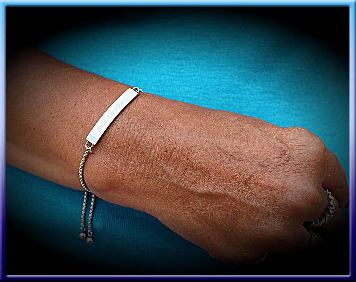 Inspirational Quote Awareness Bracelet - And Breathe...