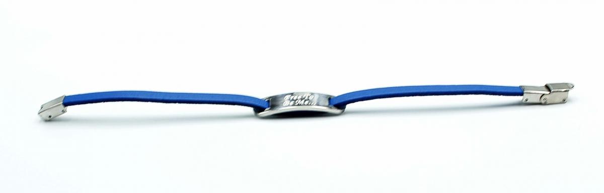 Inspirational Bracelet - Steel Blue Leather & Steel Customised.