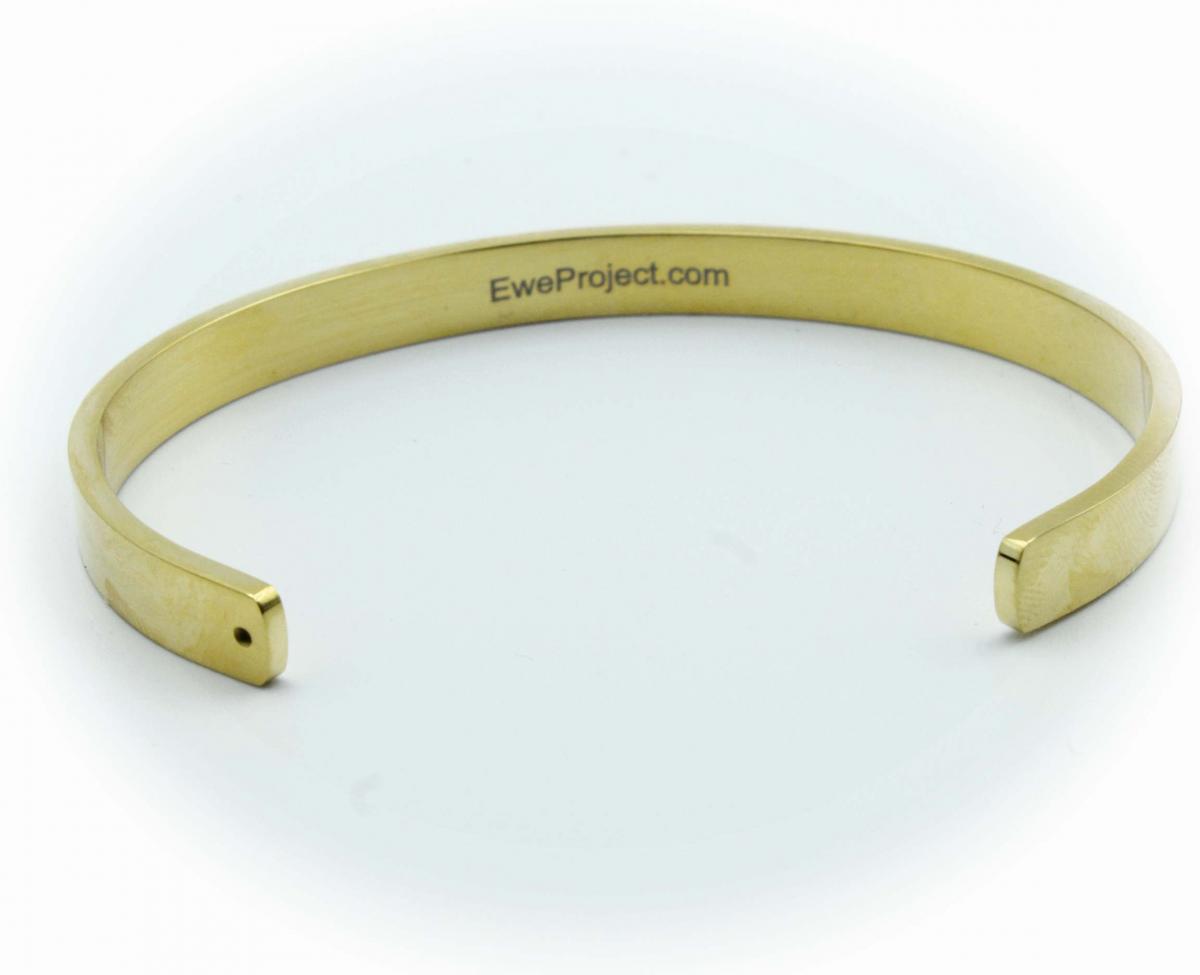 Gold Stainless Steel Cuff Bangle With Your Chosen EWE Mantra