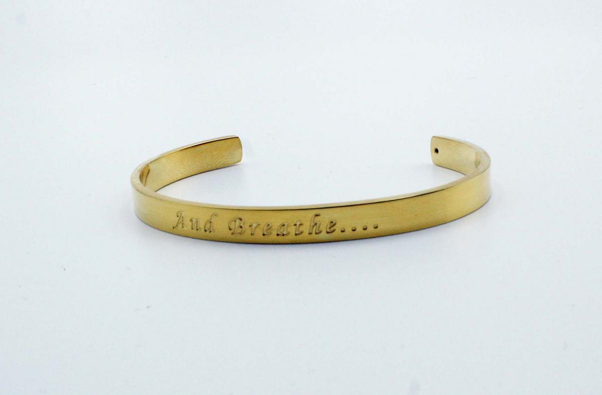 Gold Stainless Steel Cuff Bangle With Your Chosen EWE Mantra