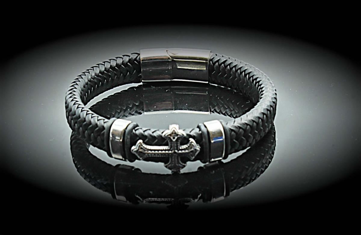 Antique Cross Flat Braid Bracelet
