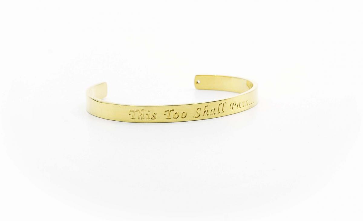 Gold Stainless Steel Cuff Bangle  With Your Chosen EWE Mantra