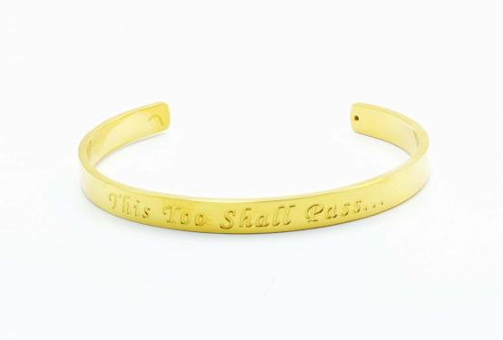Gold Stainless Steel Cuff Bangle With Your Chosen EWE Mantra