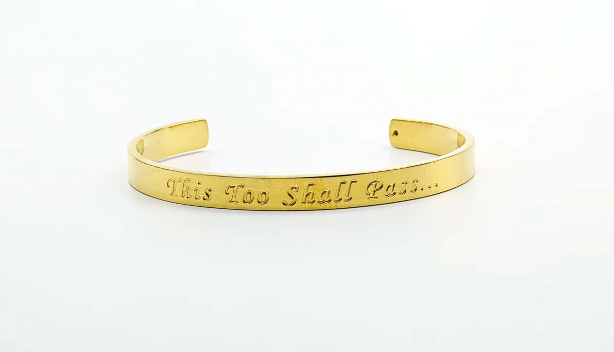 Gold Stainless Steel Cuff Bangle With Your Chosen EWE Mantra