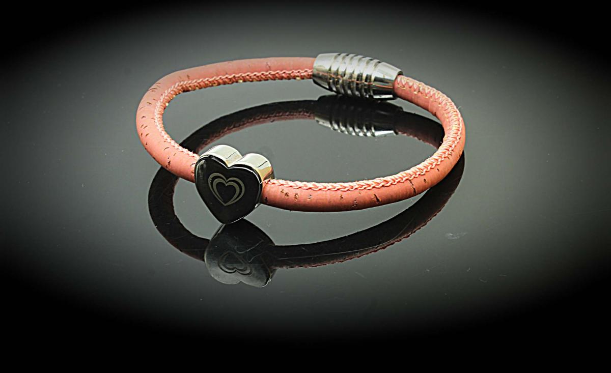 Heart On Heart Cork Leather Custom Bracelet
