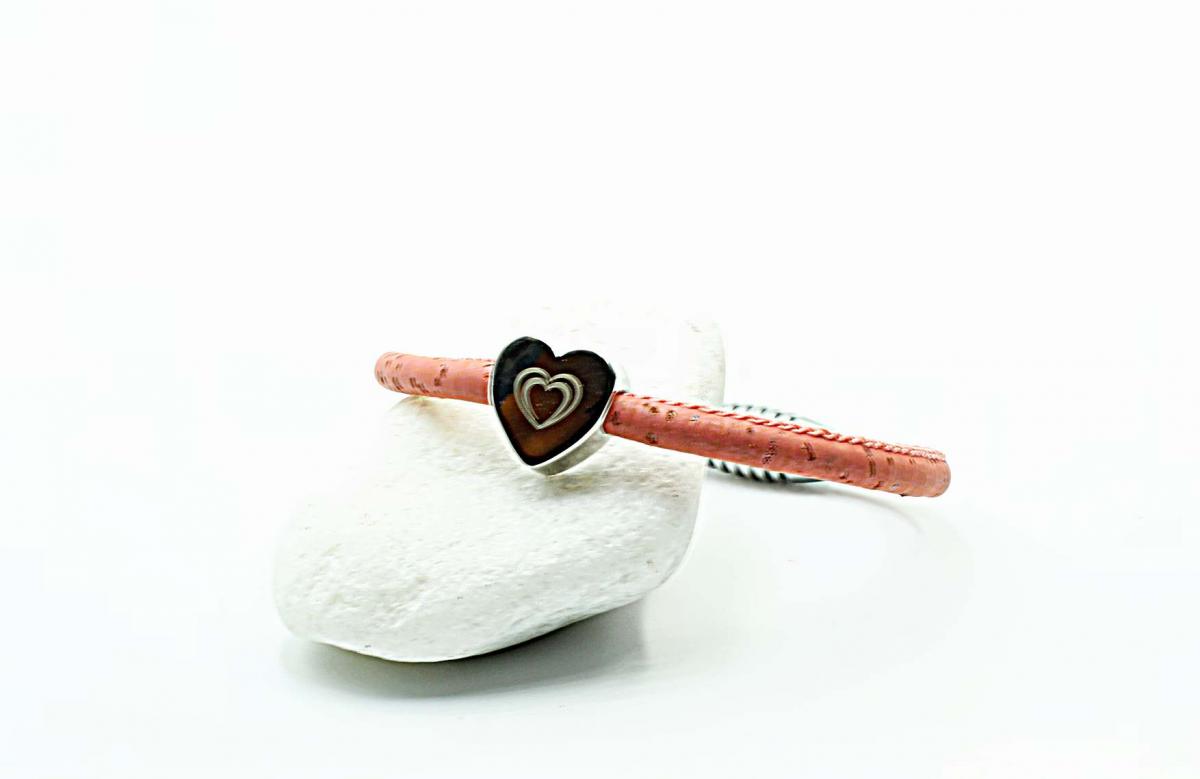 Heart On Heart Cork Leather Custom Bracelet