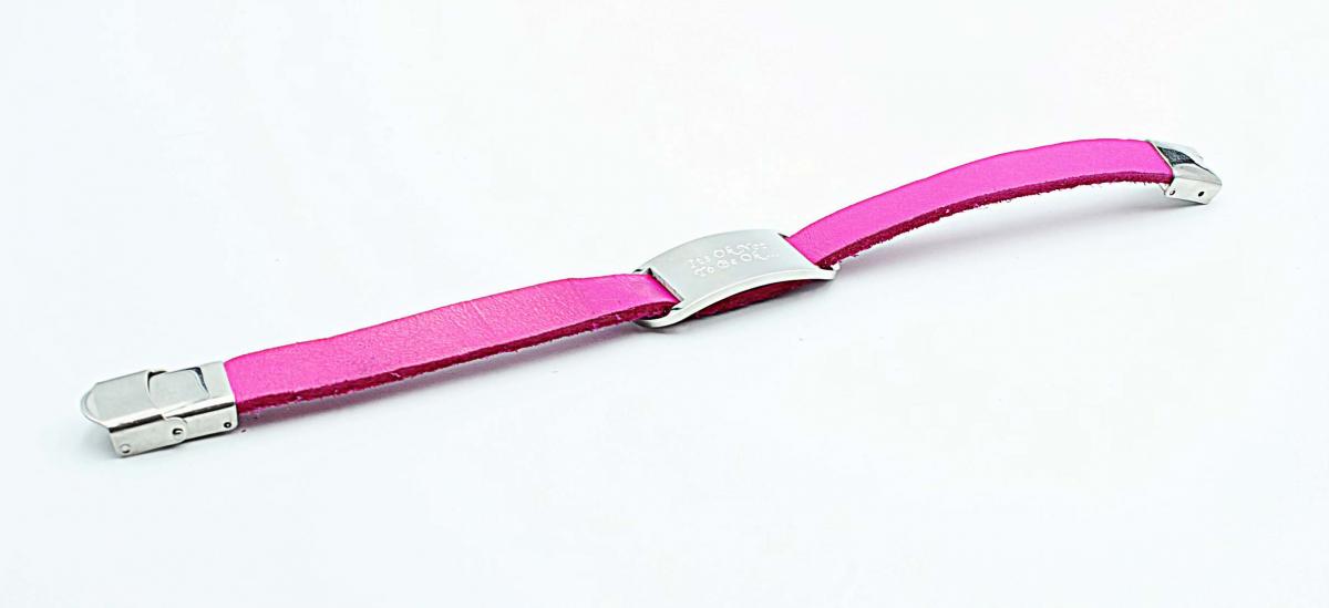 Hot Pink Inspirational Leather Bracelet Customised.