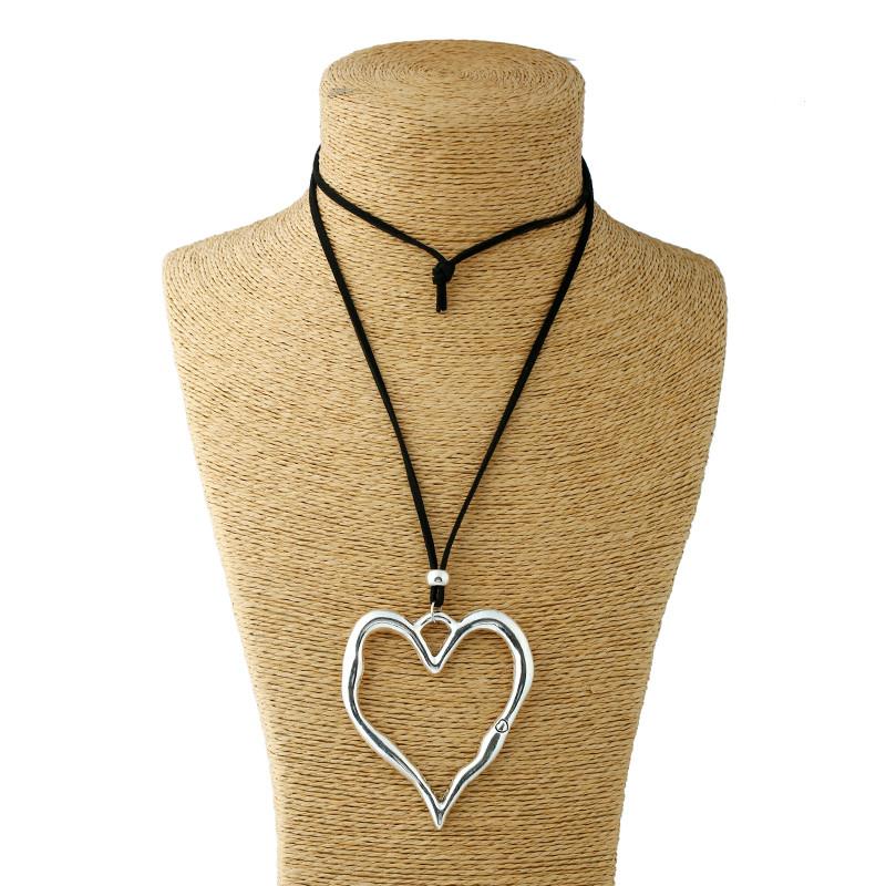 Heart Statement Long Necklace - Abstract Design