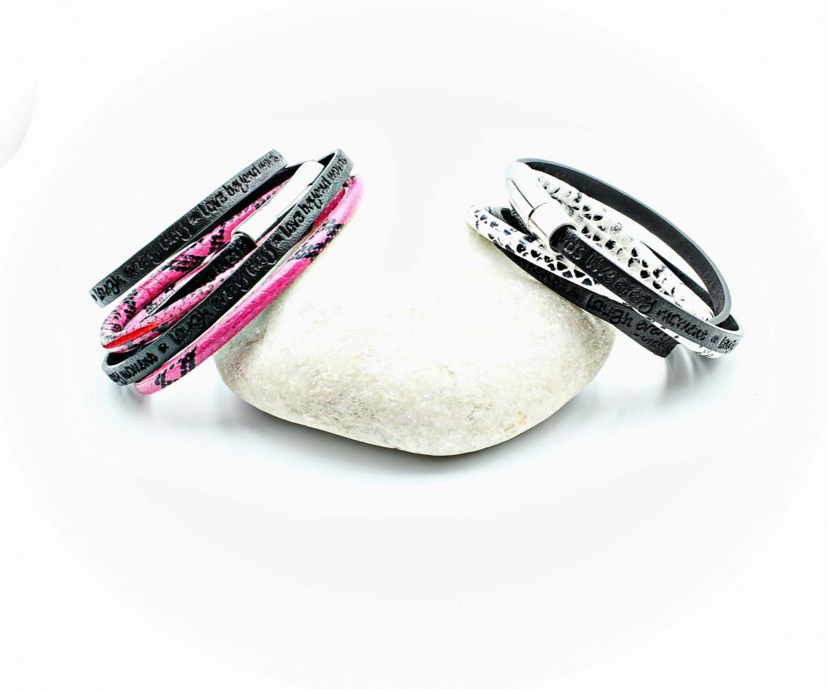 Wrap Around Double Layer Snakeskin Inspirational Bracelet