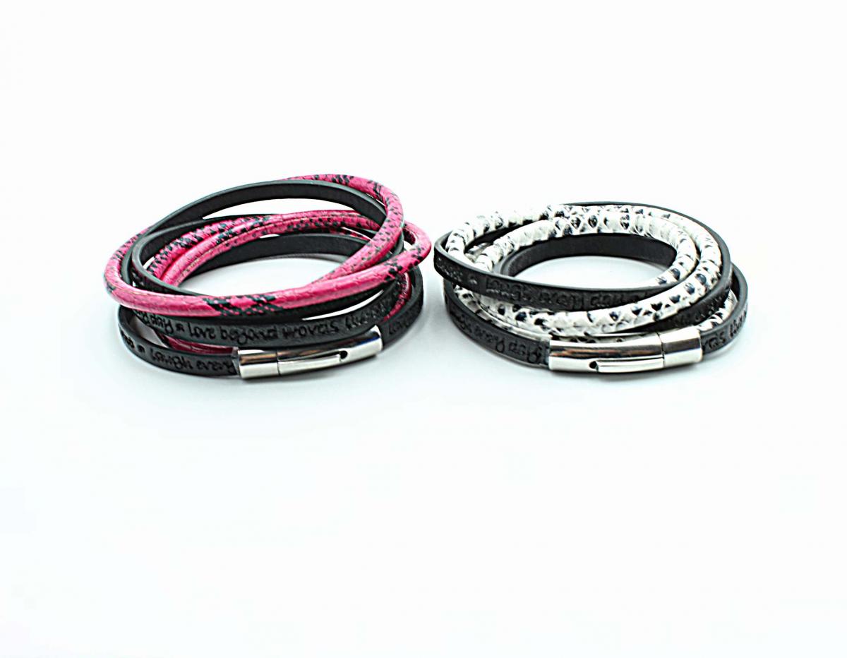 Wrap Around Double Layer Snakeskin Inspirational Bracelet