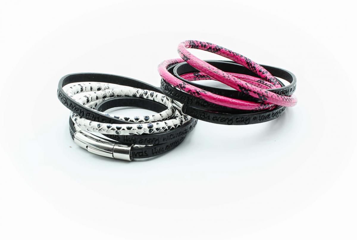 Wrap Around Double Layer Snakeskin Inspirational Bracelet