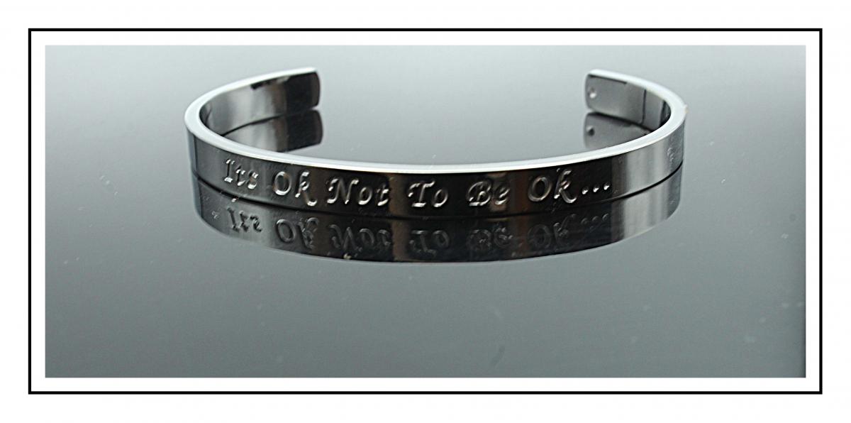 Silver Stainless Steel Cuff Bangle With Your Chosen EWE Mantra