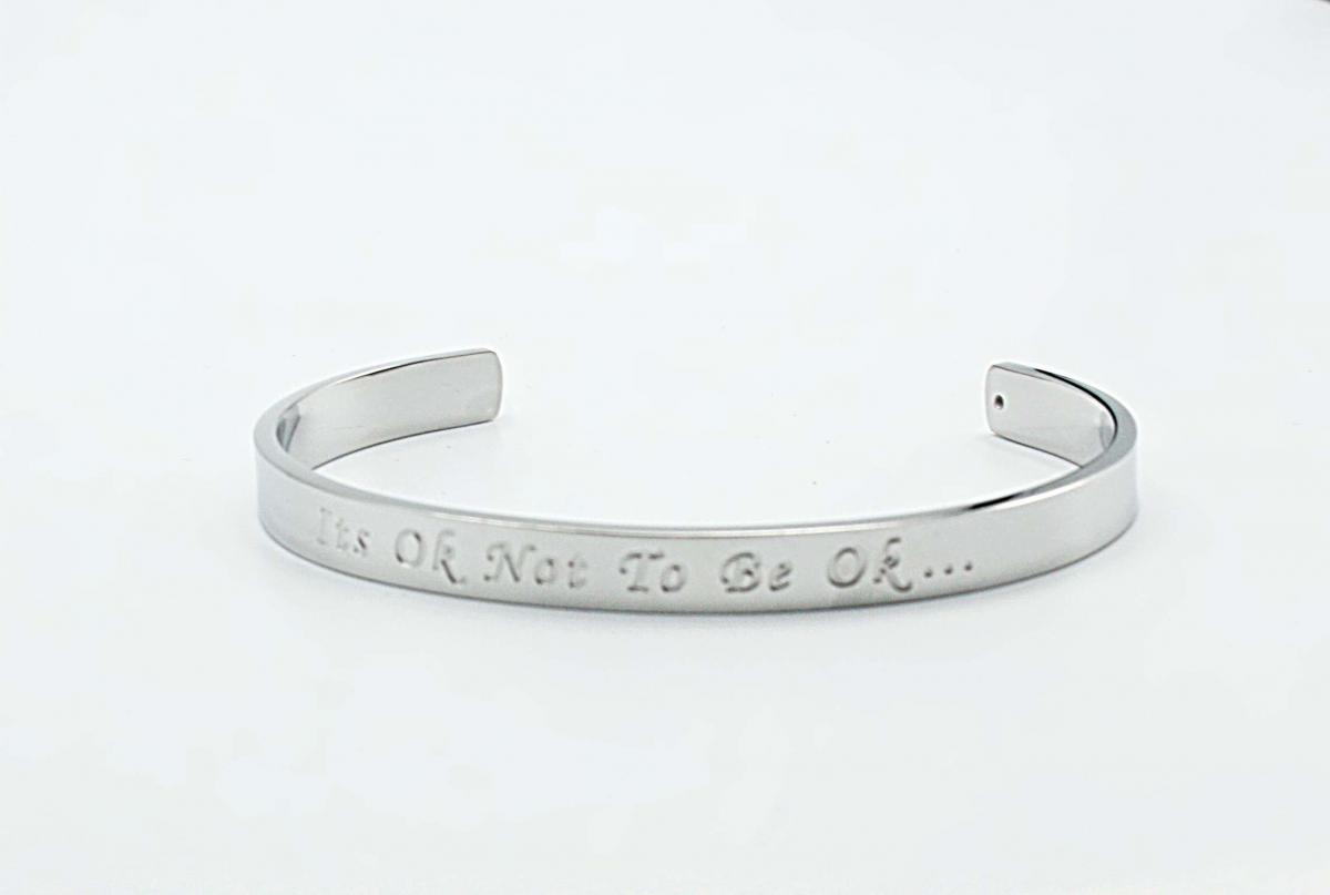 Silver Stainless Steel Cuff Bangle With Your Chosen EWE Mantra