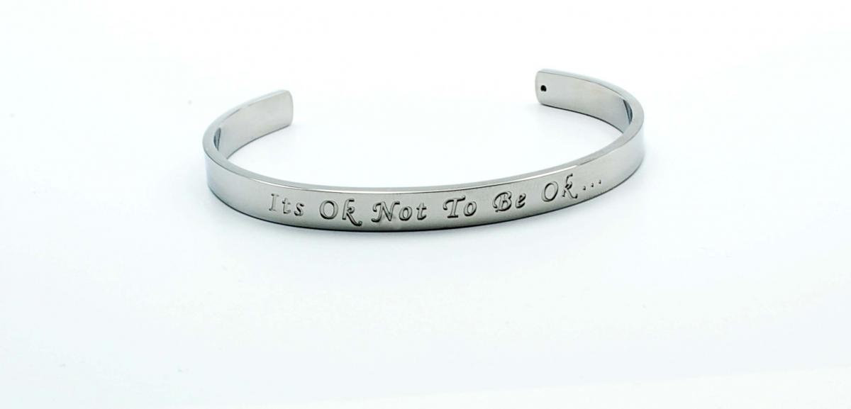 Silver Stainless Steel Cuff Bangle With Your Chosen EWE Mantra