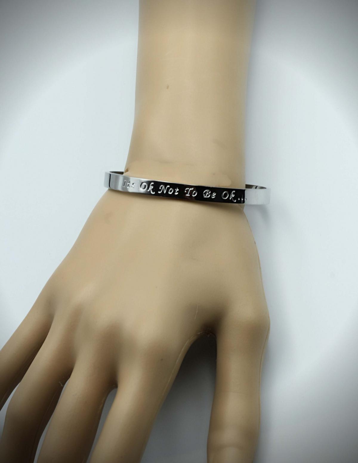 Silver Stainless Steel Cuff Bangle With Your Chosen EWE Mantra