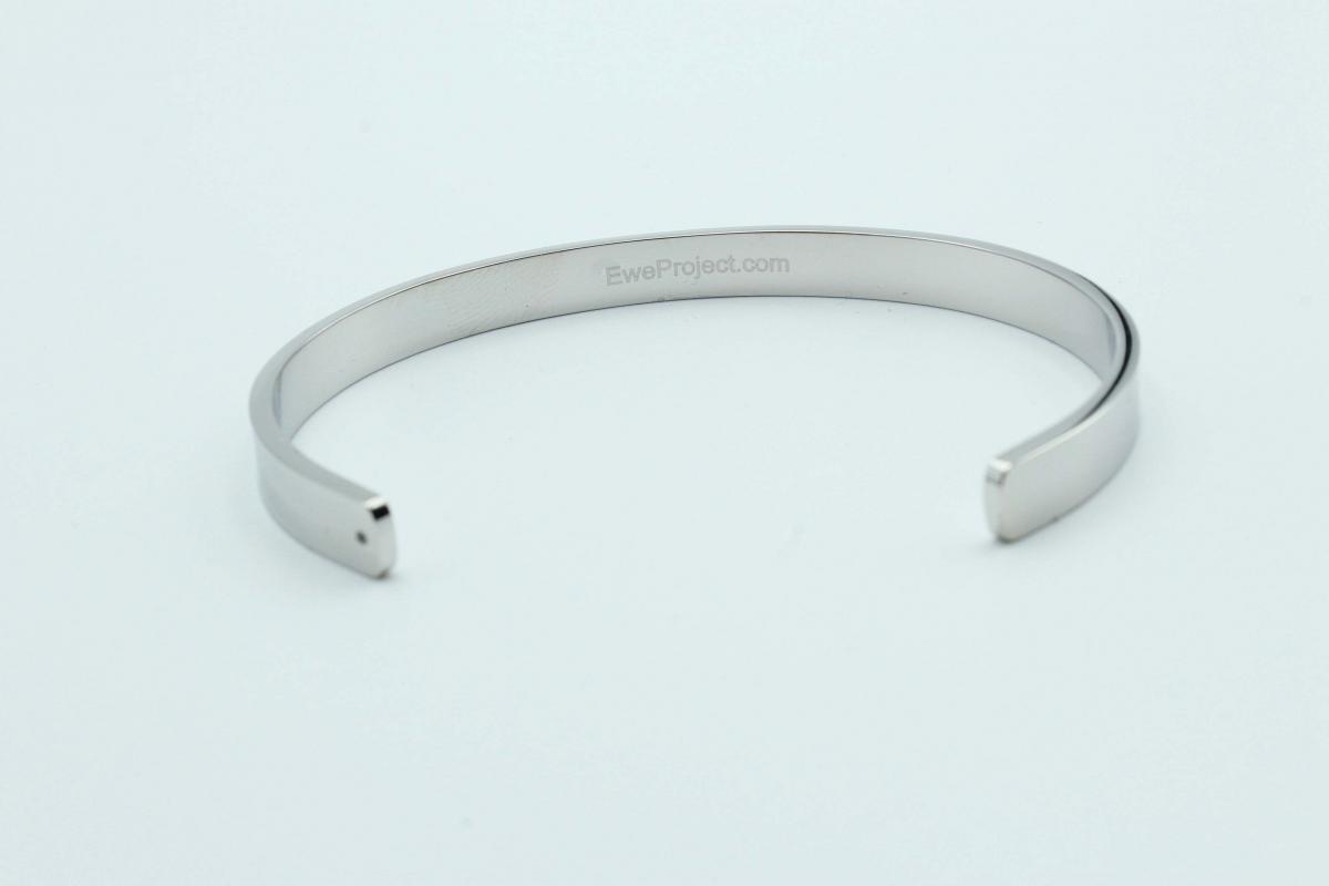Silver Stainless Steel Cuff Bangle With Your Chosen EWE Mantra