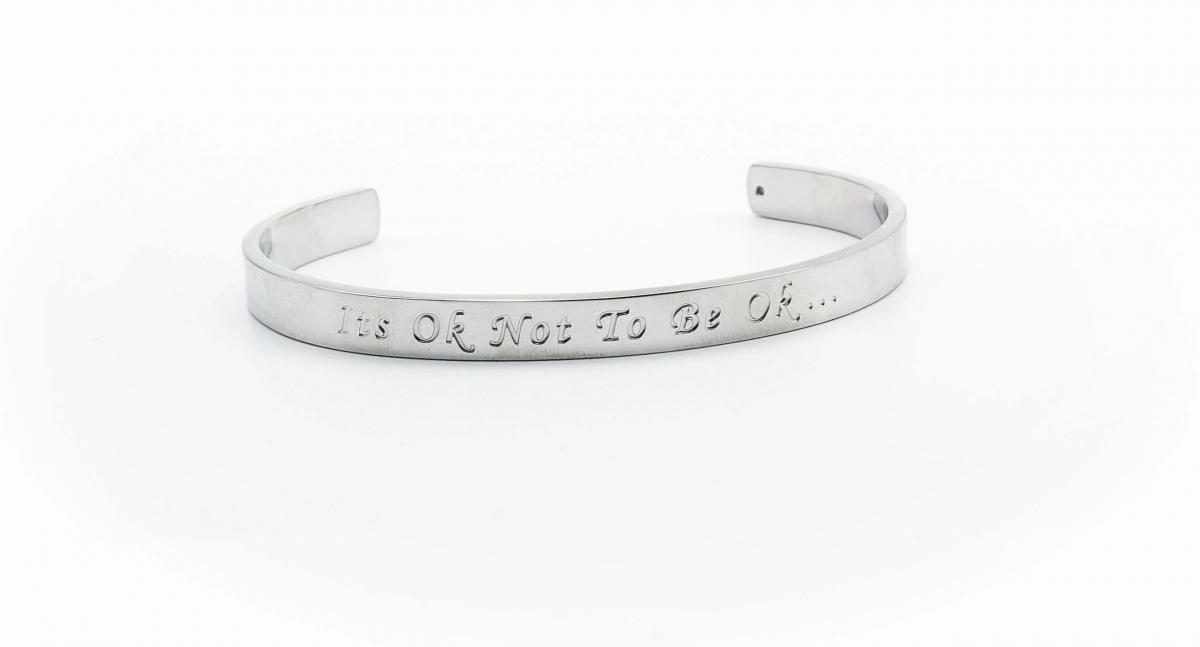 Silver Stainless Steel Cuff Bangle With Your Chosen EWE Mantra