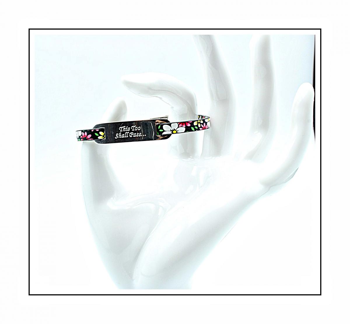 Inspirational Bracelet - Summer Flower Leather & Steel Customised.