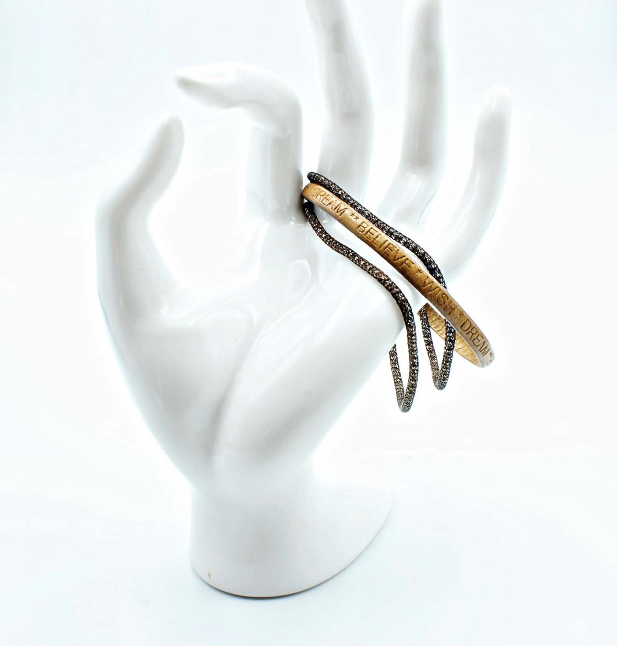 Inspirational Mantra Bracelet Triple Layer "Wish Dream Believe"